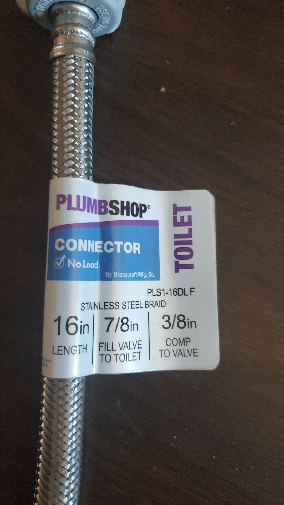 Connector stainless steel braid 16 in 7/8 3/8