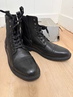 Black Leather Lace-Up Combat Boots