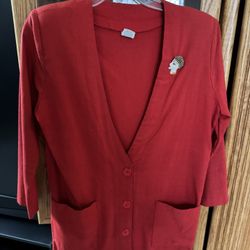 Red Three Quarter Sleeves Top
