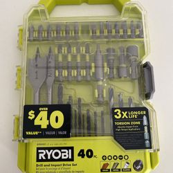 RYOBI Drill and Impact Driving Bit Set 40 Piece New