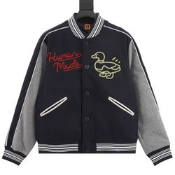 Love Duck Embroidered Baseball Jacket Black Human Made