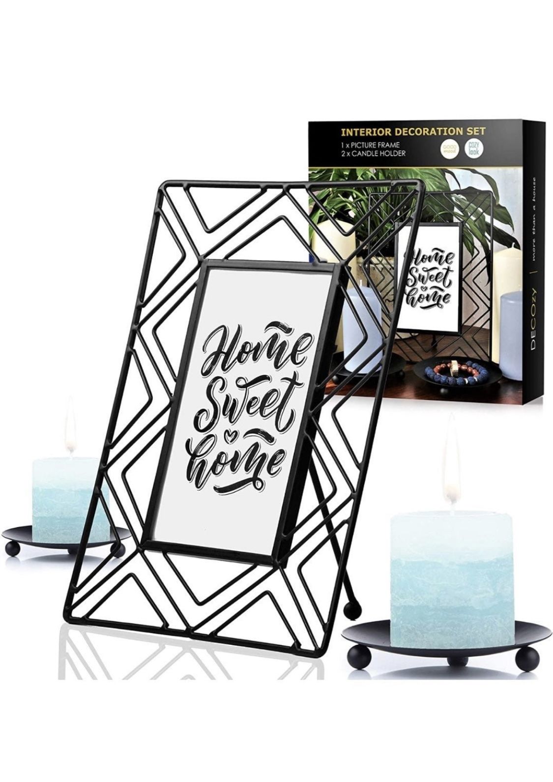 Picture frame with candle holder