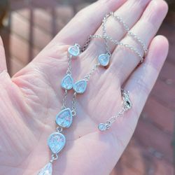 Mermaid tears necklace /sparkly aura teardrop necklace/14k gold filled necklace