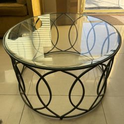 Elegant Round Glass Coffee Table EUC