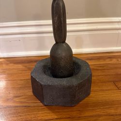 Antique Apothecary Mortar & Pestle – Heavy Cast Metal Pharmacy / Druggist Tool