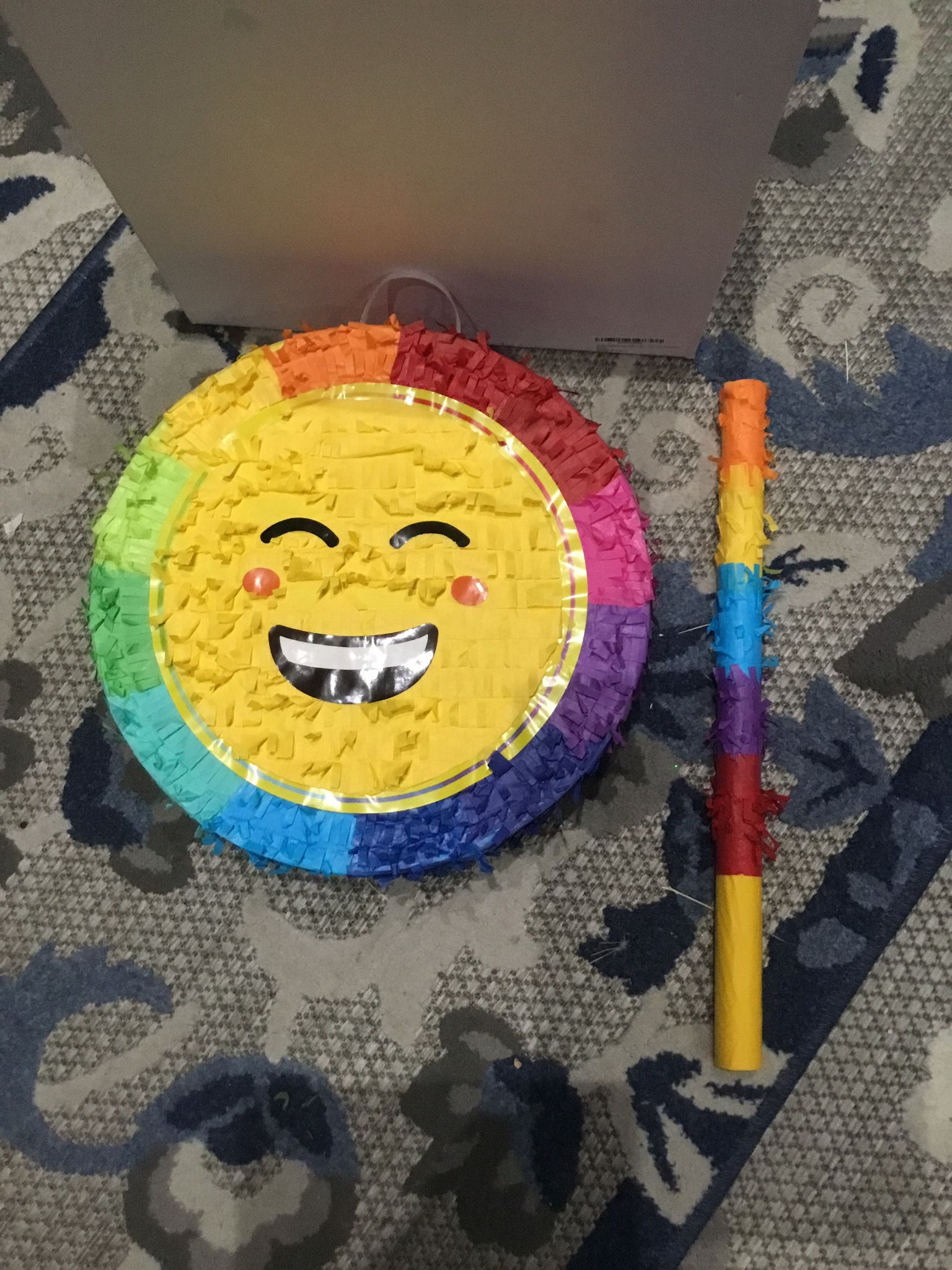 Small Smiley Face Piñata New In Box With Matching Stick And Mask 