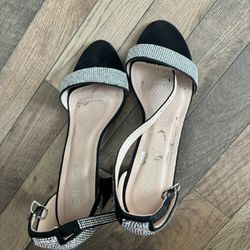 black glitter high heels 