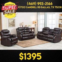 Leather Living Room Sofa Set 3pc - Delivery And Financing Available 