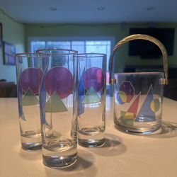Decorative Glass Cups With Ice Bucket