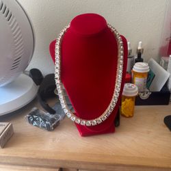 18k 10mm Iced Out Side with Diamonds Tennis Chain