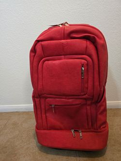 SOLE PREMISE SNEAKER BAG WITH WHEELS RED LEATHER
