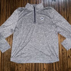 Dallas Cowboys 1/4 Zip Pullover Jacket Heather Grey Size Large