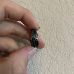 Gun Grey Tungsten Carbide Ring With Koa Wood From Happy Laulea (size 8.5)