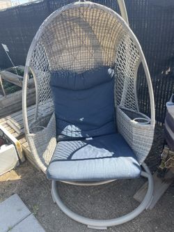 Grey And Blue Egg Chair