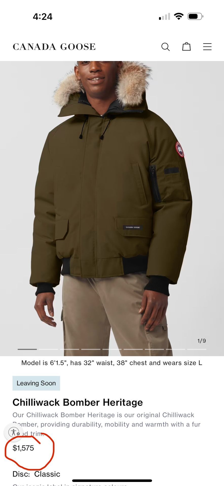 Canada Goose Chiliwack Sz. M
