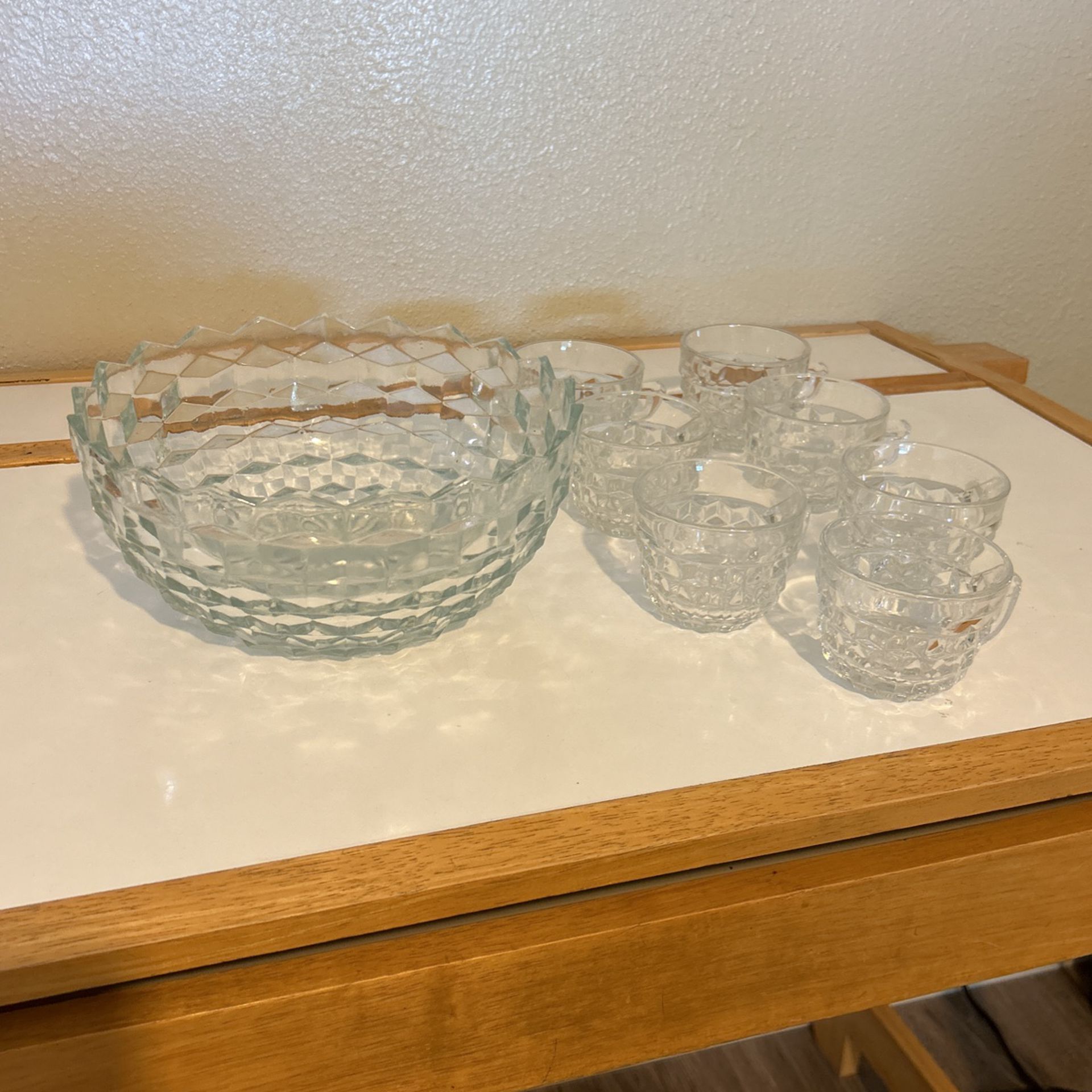 American Fostoria Crystal Bowl And 7 Cups