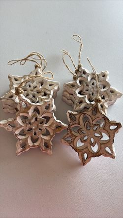 Wooden snowflake ornaments