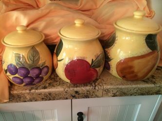 Three piece ceramic canister set