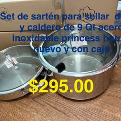 Set De 2 Piezas Son El Caldero De 9 Qt Y El Sartén De 11” 👉 princess house todo nuevo y con caja 📦