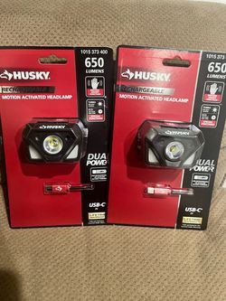 Husky 650-Lumen Rechargeable Motion Activated Headlamp (2-Pack)