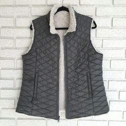 STEVE MADDEN Grey puffer Vest  Glacier Shield Quilted Faux Fur Reversible Women's 3XL extra Large 