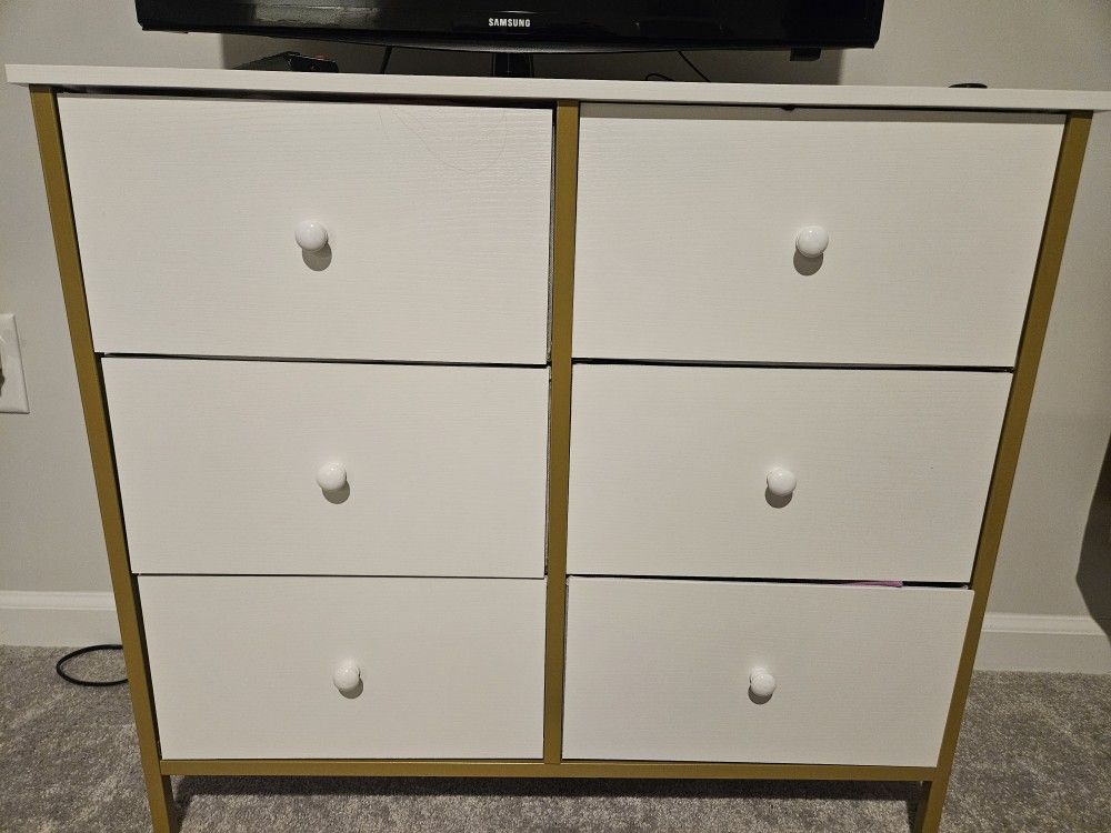 White and Gold Storage Dresser