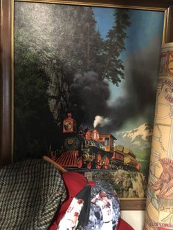 Train painting- print with oil-like texture