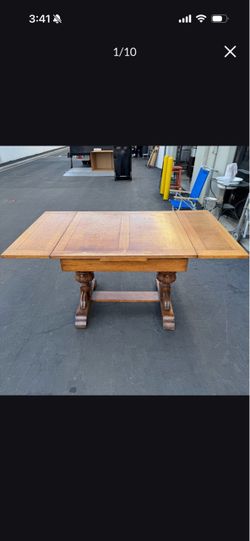 English Antique Oak Art Deco Draw Leaf Table Good Condition