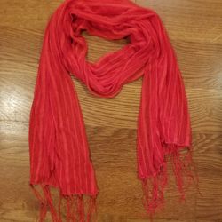 Parade Street Products Women’s Red Sheer Stripe Scarf w/Fringe, Lightweight