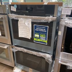 Built in double wall oven GE 30 inch wide stainless steel