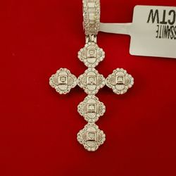 Sterling Silver Cross Mossainite Pendant 