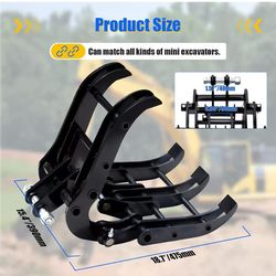Mini Excavator Grabber Attachments, Small Excavator Wood Grabber Grapple, Metal Gripper Digger Accessories, Span: 90MM/3.54in, Hole Diameter: 25MM/0.9