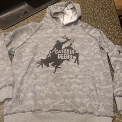Men Lg Catchin' Deers gray hoodie Lot 76