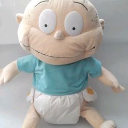 Rugrats Tommy Plush Baby Doll Toy Blue Shirt Diaper Nanco 16" 2000 Nickelodeon