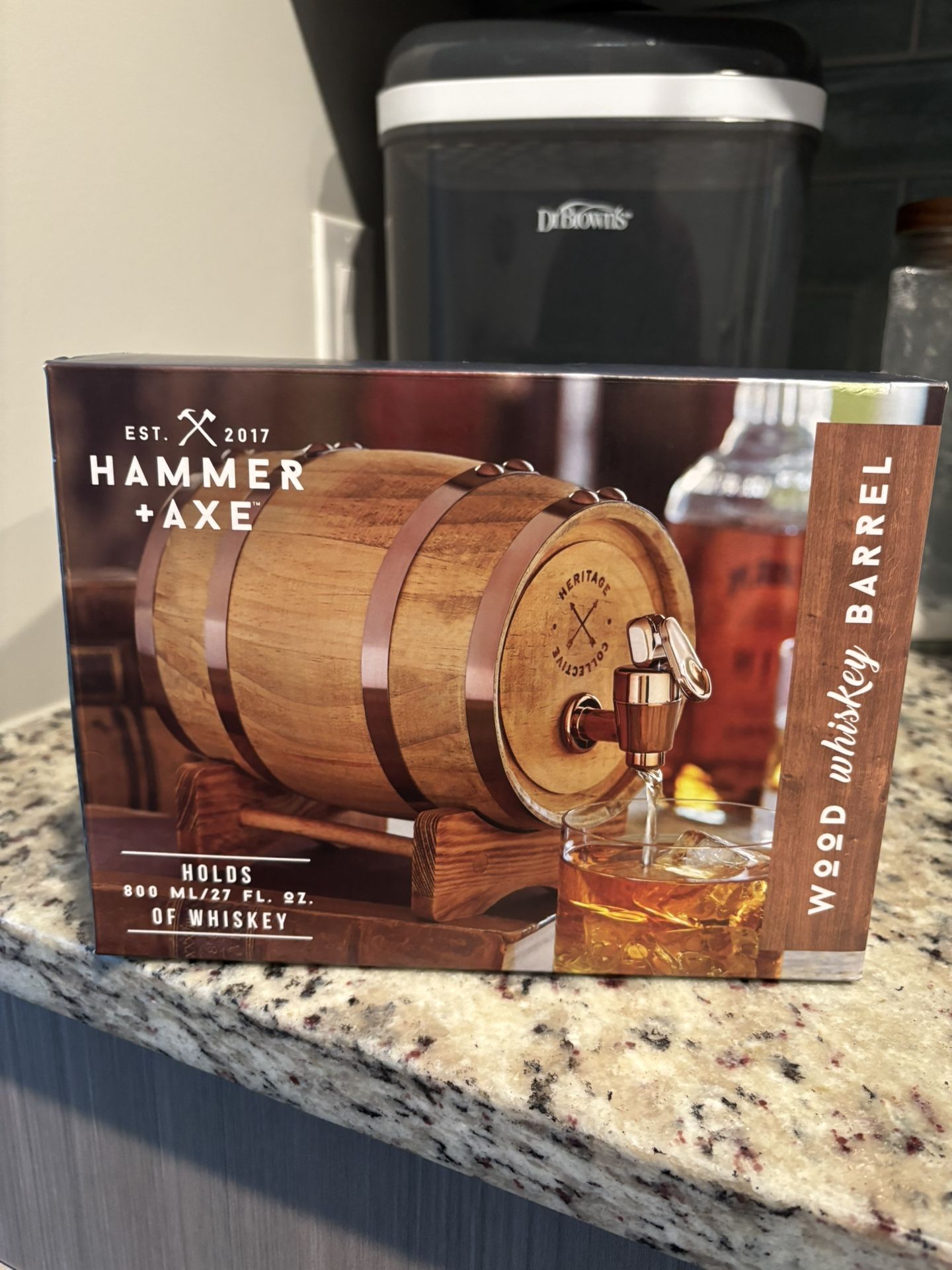 Hammer + Axe Wood Whiskey Barrel – Brand New