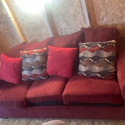 red couch w/ pillows
