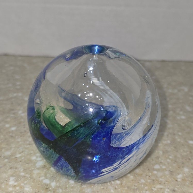 Blue/Green/ White Bubble 3.5 Inch Paperweight