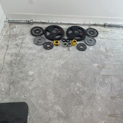 Weight Plates + Barbell + Collars – Full Set