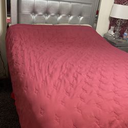 lillian silver led upholstered bed frame