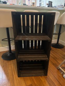 Dark Brown Wooden Crate Shelf Unit