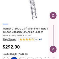 Werner 20 Ft Aluminum Extension Ladder $75 Obo