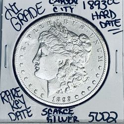 1893 CC MORGAN SILVER DOLLAR HI GRADE GENUINE U.S. MINT RARE KEY COIN