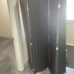 Black 4-Panel Woven Room Divider / Privacy Screen 