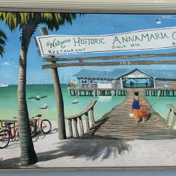 Anna Maria City Pier canvas by R Johnson 30 x 16