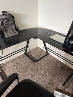 Glass corner desk