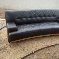 Designer Black Leather Couch