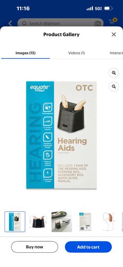 Equate Rechargeable Over-the-Counter Hearing Aids, Noise Reduction, Behind the Ear, 1 Pair