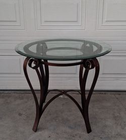 Metal Side Table With Glass Top