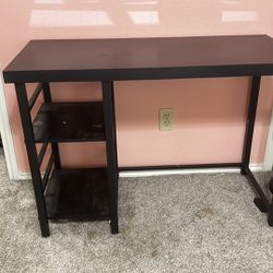 BLACK DESK WITH COMPUTER CHAIR