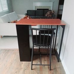 Space-Saving Bar-Like Dining Table Set With Storage 